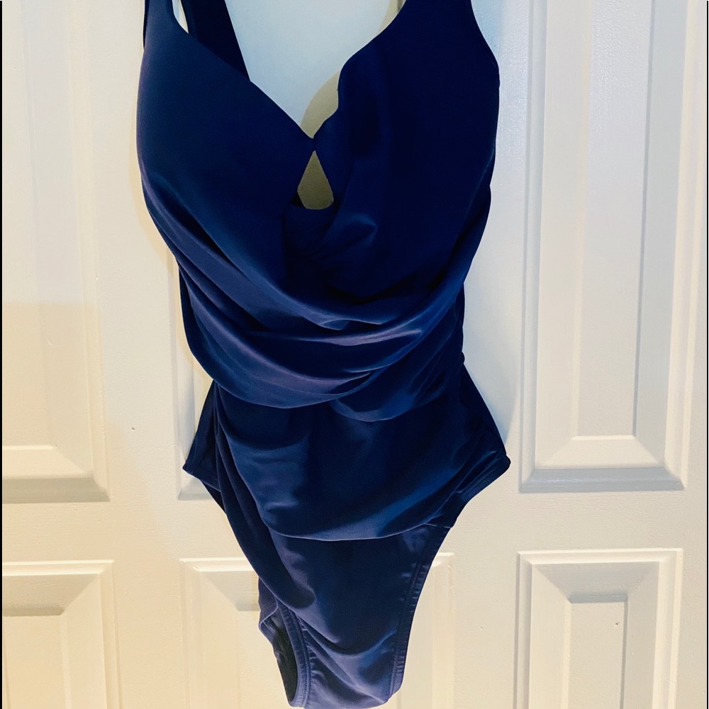 Blue navy bathing suit, size 8!